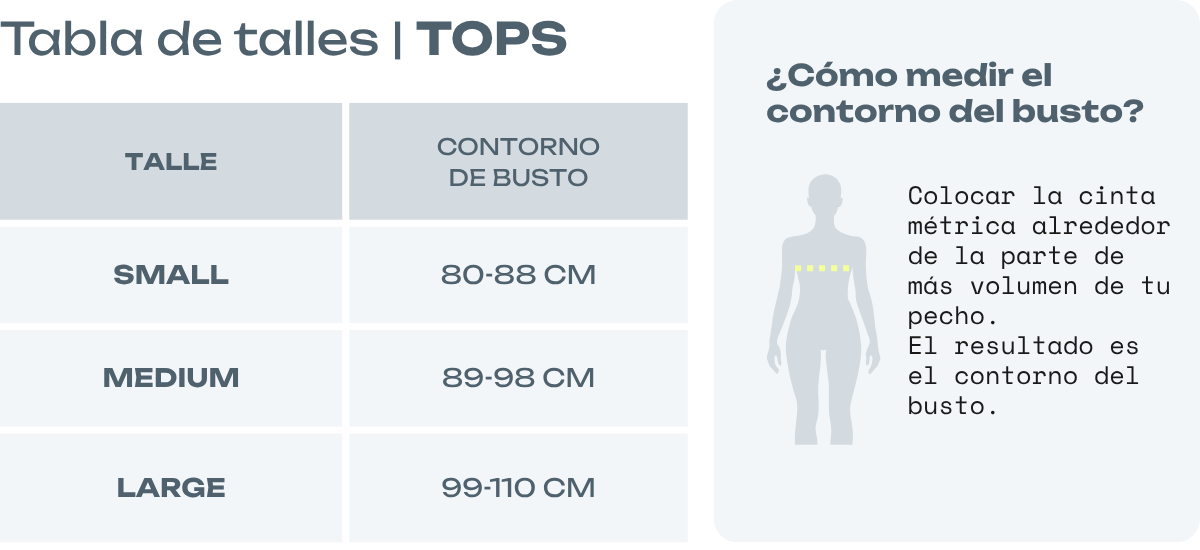 Tabla de talles Tops